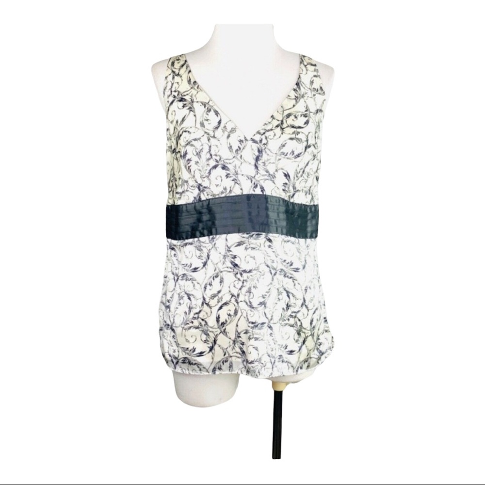 White House Black Market 100% Silk Babydoll Camisole Satiny Floral Light Sz S